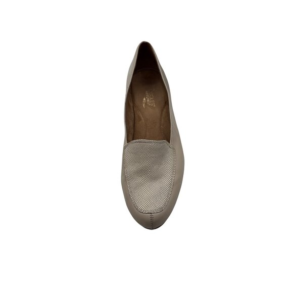 Aerosoles Size 10 Business Casual wedge Textured Front Wedge Loafers Beige - Picture 5 of 11